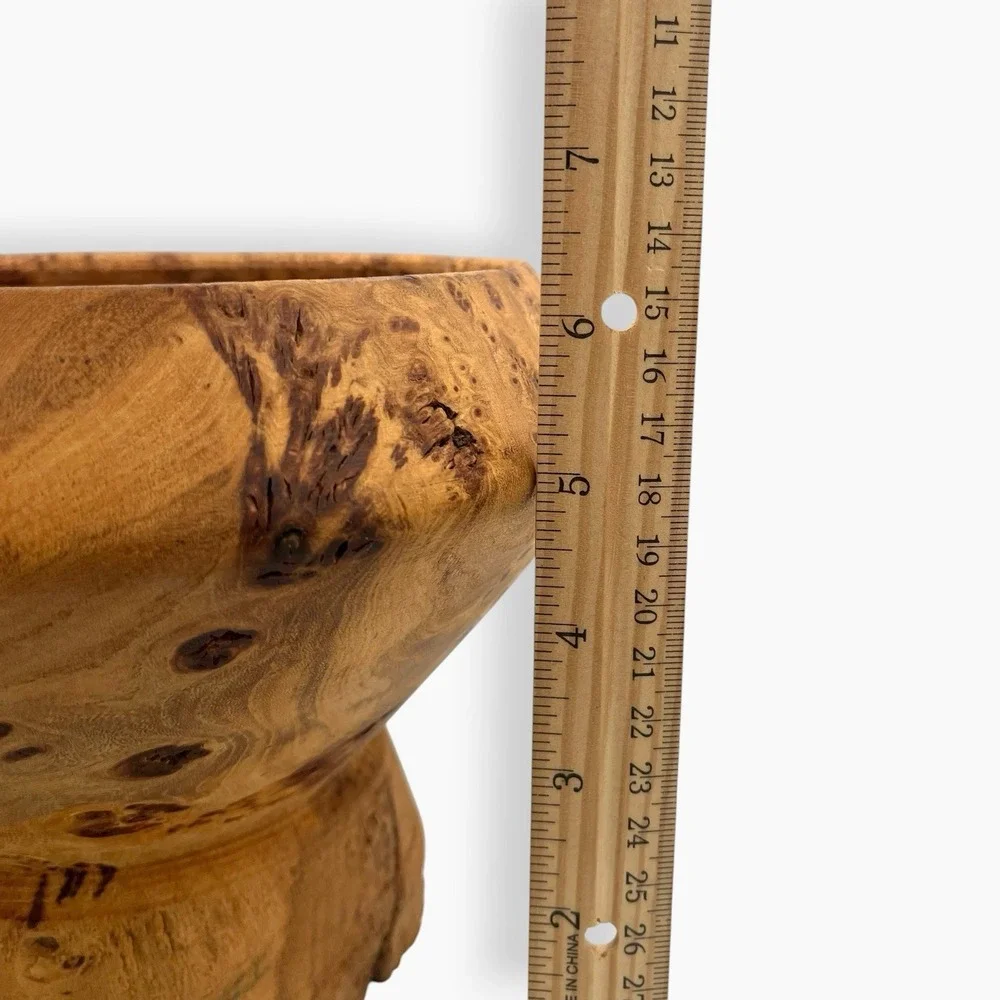 Burl Bowl Native American Wood Carved Pedestal Raised